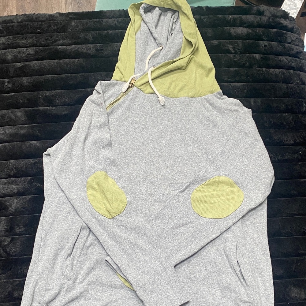 AMPERSAND AVE Gray and Green Hoodie